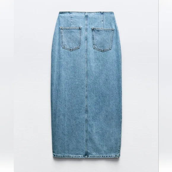 ZARA CROSSOVER Z1975 DENIM MIDI SKIRT - Picture 2 of 7